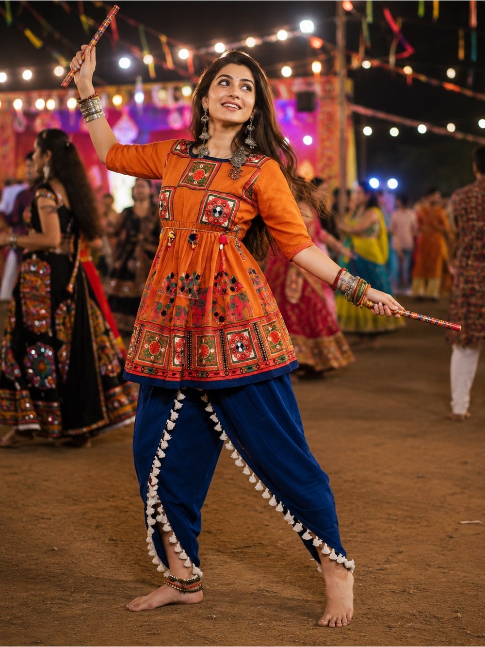 Traditional Kedia style embroidered top and tulip/ Patiala pant
